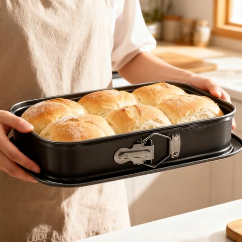 11.61×7.48 Inch Non-Stick Rectangle Springform Cake Pan Removable Bottom