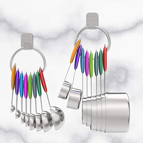 Wildone Stainless Measuring Cups and Spoons Set with Silicone Handle, 16pcs - color: Multicolor