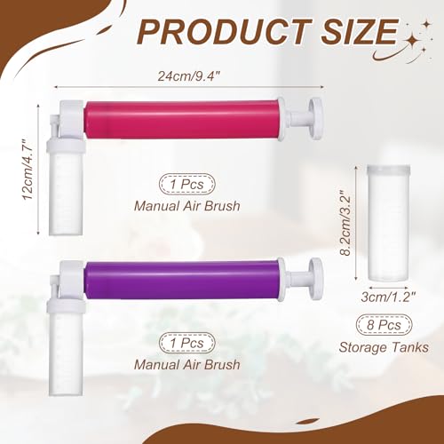 uxcell 2Pcs Manual Air Brush Cake Decorating Cake Air Brush Kit Red - color: Red/Purple