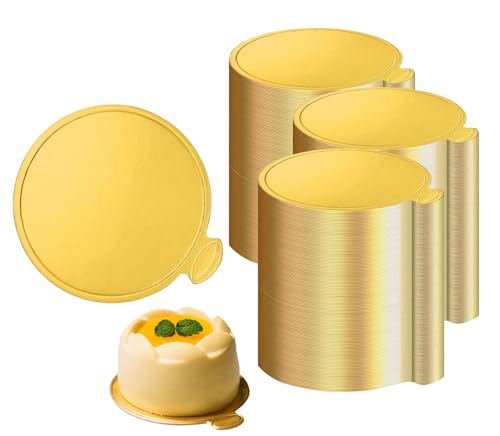 YYaaloa 3 Inch Mini Round Golden Cake Boards 300pcs Mousse Cupcake Base Paper Plates Circle Dessert Board (Gold 3.15inch 300pcs) - color: Gold 3.15inch 300pcs