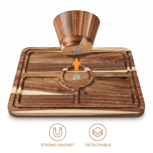 Acacia Wood Rectangular Cake Stand with Lid Double-Sided Charcuterie Board