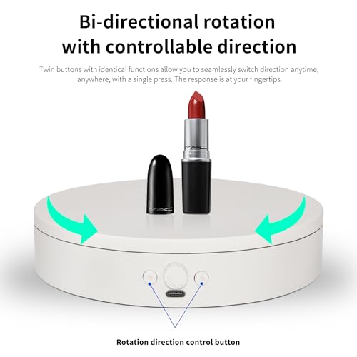 Rotating Display Stand,360° Silent Spinning Display Stand,Speed-adjustable Rotating Platform,Bidirectional Rotating Display Base,Multi-power Electric Turntable For Showcase(4.53inch/White) - size: 4.53inch/White/11Lbs Load