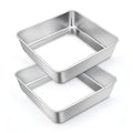 TeamFar Square Cake Pan, 6 Inch Stainless Steel Square Baking Pan Set of 2