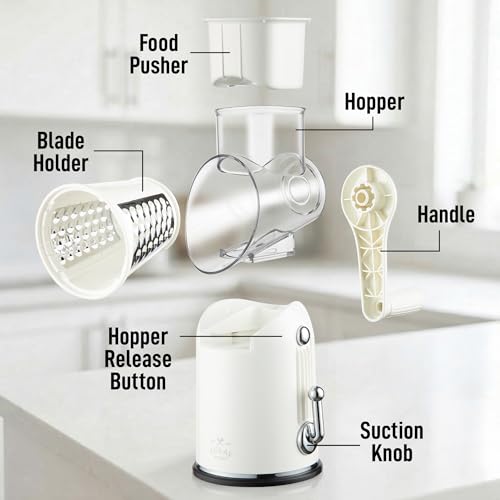 Rotary Cheese Grater Hand Crank, Vegetable Shredder - Classic White - color: 30 - White