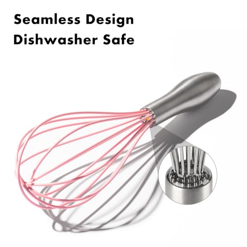 OYV 10-Inch Pink Silicone Whisk, Non-Scratch, 18/10 Stainless Steel Handle - size: 10 inch pink