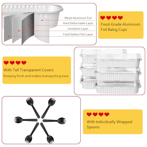 LNYZQUS Mini Loaf Pans with Lids 100 Pack, 6.8oz Small Cake Tins - color: White, size: 6.8 oz