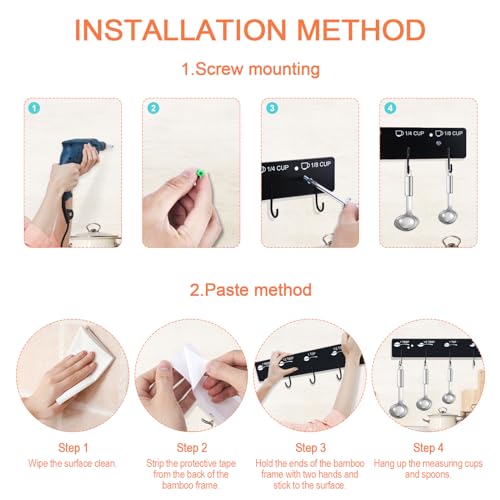 Premium Measuring Cups and Spoons Hanging Rack Screw Adhesive 2pcs - color: rack