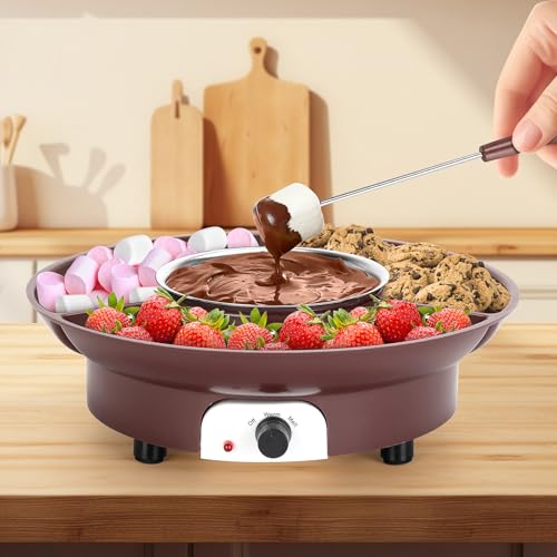 10oz MINI Electric Chocolate Melting Pot, Melting Fondue Set with 6PCS Forks, Cute Chocolate Fondue Fountain, Warmer Machine for Milk Chocolate, Cheese, Butter, Candy (Coffee)
