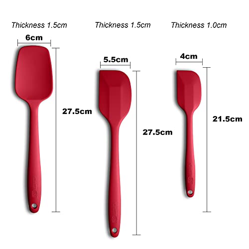 3-Piece Silicone Spatula Set, 600°F Heat Resistant, Wine Red - color: E-Wine Red