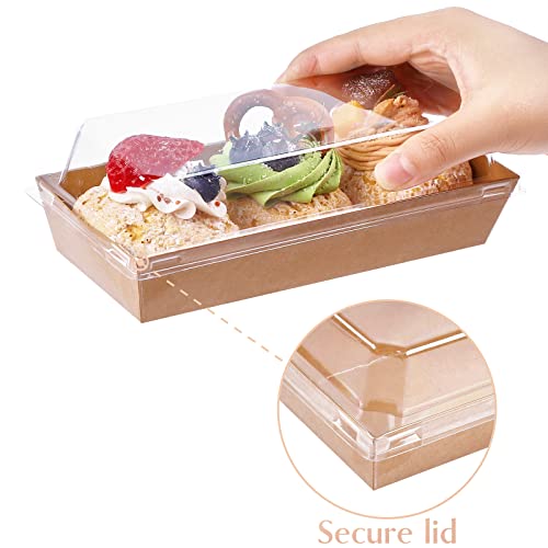 Ocmoiy Charcuterie Boxes with Clear Lids, 7.5x3.3 Inches, 50 Pack, Brown - color: Brown