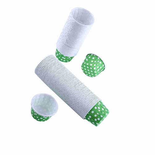 100Pcs Polka Dot Baking Cups, Mini Muffin Cupcake Liners (Green) - color: Green