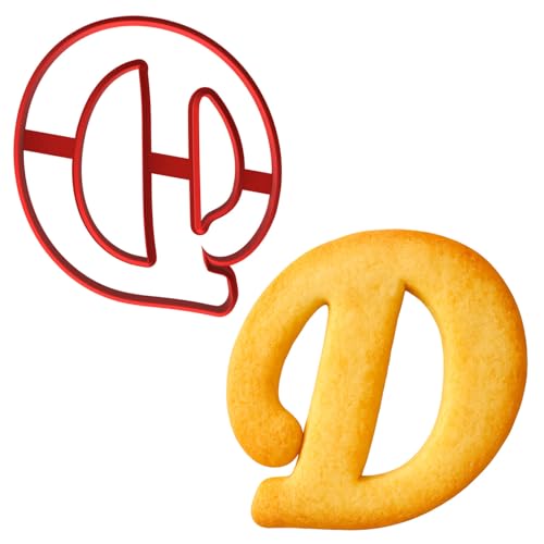 Mighty Gadget Fancy Cursive Letter A to Z Cookie Cutter - 4" Tall Alphabet Baking Mold (Random Color) (D) - color: D