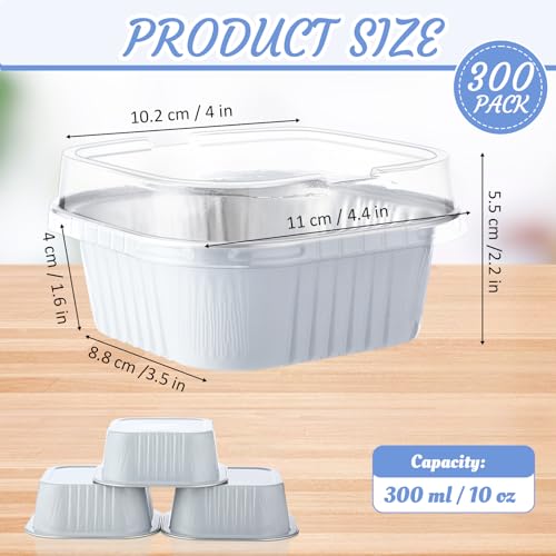 Aoriher 300 Pieces 10 oz Mini Cake Pans with Lids,White, Silver - color: White/Silver