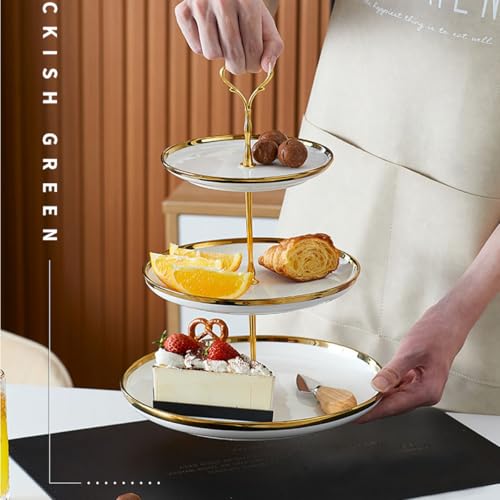 Bringsine 3 Tier Cake Stand Hardware Kit, Set of 6 Gold Tiered Tray Fittings for Wedding, Birthday Party & Dessert Display, DIY Cupcake Stand Handle for Serving Tray, Fruit Plate & Party Platte - color: Gold