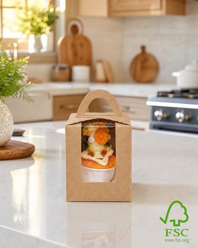 Bakepacker Auto-pop up Cupcake Boxes, Brown, 3.7 x 3.7 x 4.3 inch, 25 Count - color: Brown, size: 3.7x3.7x4.3inch/25packs