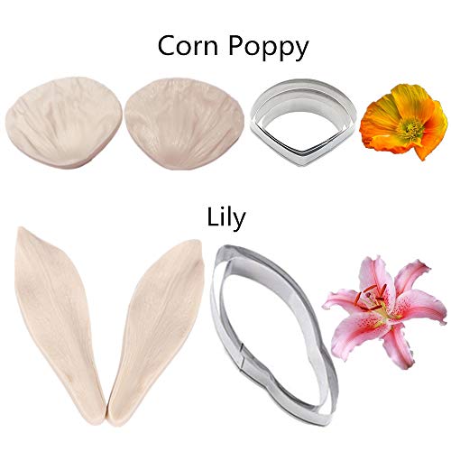 16set Gumpaste Flower Silicone Mold and Stainless Steel Fondant Cutter