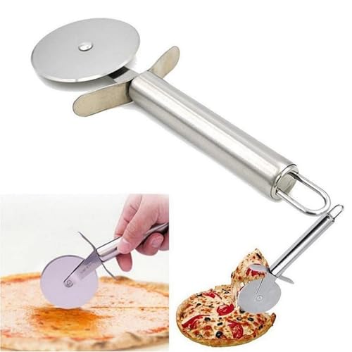 2-in-1 Food Masher Tool with Cutter Wheel – Multipurpose Kitchen Press for Vegetables Dough Garlic and Pastry Prep