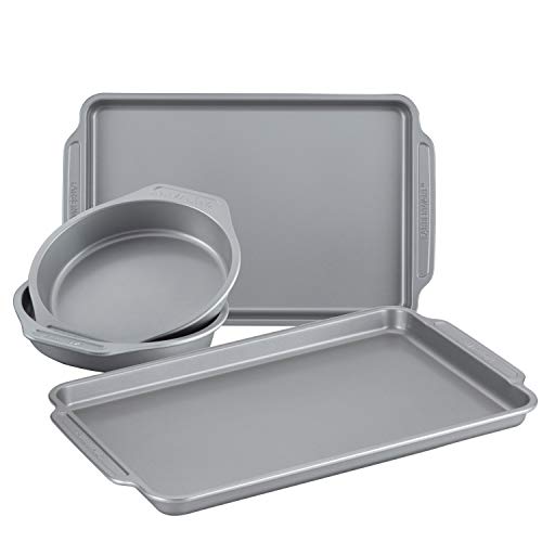 Farberware Nonstick Bakeware Set Includes Baking Cake Pans and Cookie Sheets, 4 Piece, Gray - size: 4-Piece Set A