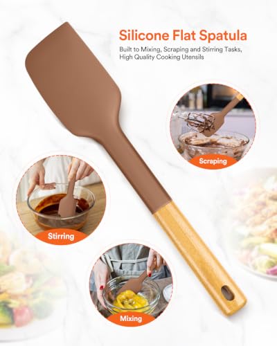 Badiano Silicone Heavy-Duty Spatula, Rubber Scraper for Nonstick Cookwares - color: Coffee