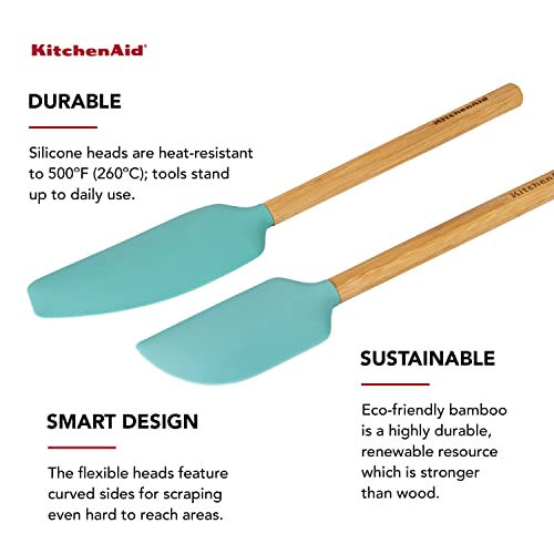 KitchenAid Bamboo Spatula Set, 2-Piece, Aqua Sky - color: Aqua Sky