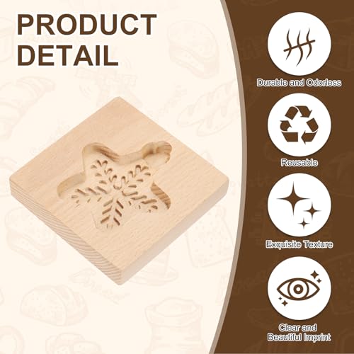 uxcell Cookie Stamp Wooden Cookie Cutter Baking Tools Snowflake Star