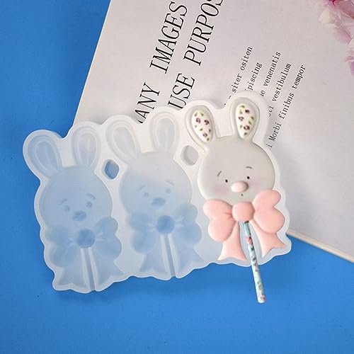 mostsom Cute Rabbit Resin Epoxy Silicone Mold Diy Chocolate Rattle Shaker Lollipop Mould Cake Decorating 2PCS (L_ Rabbit) - size: L_ Rabbit