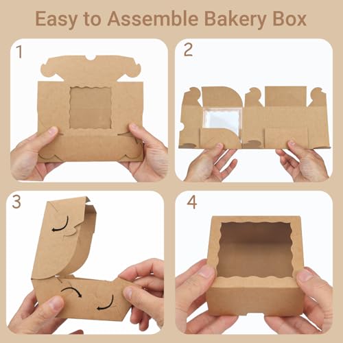 40 Pack Bakery Boxes 4x4x2 Inches Cookies Boxes Mini Bundt Cake Boxes Pie Boxes Cinnamon Roll Treat Boxes Chocolate Truffle Boxes Party Wedding Favor - color: Brown