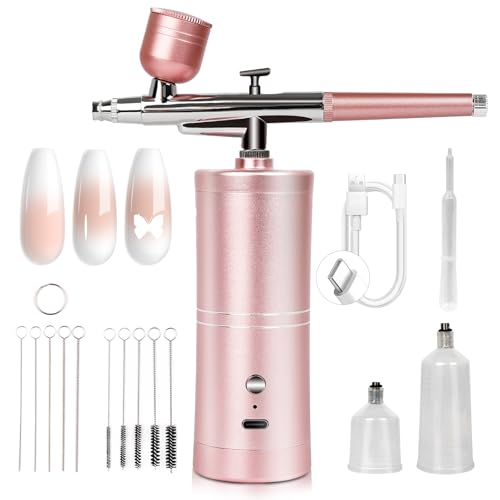 SAVILAND 25PSI Super-Stable Airbrush for Nails Air Brush Machine Pink - color: Pink