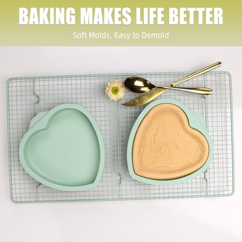 QELEG 4Pcs Heart Shaped Cake Pans,6 inch Silicone Pancake Mold,layer Cake Pan Sets for Jumbo Whoopie Pie, Vegetable Pancakes, Taco Shells, Pizza Crust, Omelet, and Resin Craft(Heart) - color: Heart