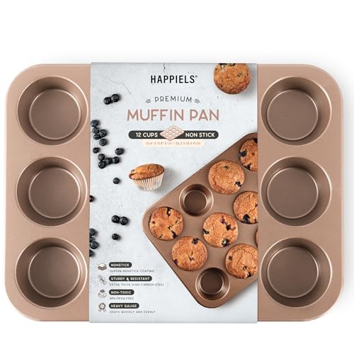 HAPPIELS 12 Cup Muffin Pan Nonstick, PFOA & BPA Free - style: Muffin Pan