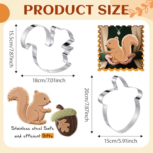 Teenyyou 2 Pcs Extra Large 8" Fall Cookie Cutters, Squirrel & Acorn - style: Squirrel and Acorn