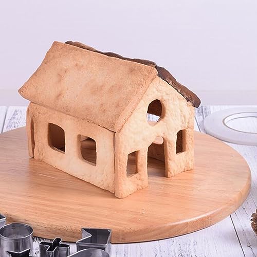3D Christmas Gingerbread House Cookie Cutters Set, FantasyDay 28 Pcs 430 Stainless Steel Cartoon Snowflake Biscuit Cutter Pastry Mold for Holiday Birthday Cake Dough Donut Fondant - Baking Dough Tool - color: #4