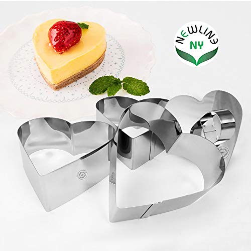 Stainless Steel Dessert Rings (4 Pcs) Heart Shape Molded Salads, Pastries Mousse Molding Layering Cutter - size: 4 Pcs Heart Shape