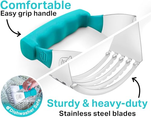 Stainless Steel Pastry Cutter & Dough Blender - Turquoise - color: Turquoise