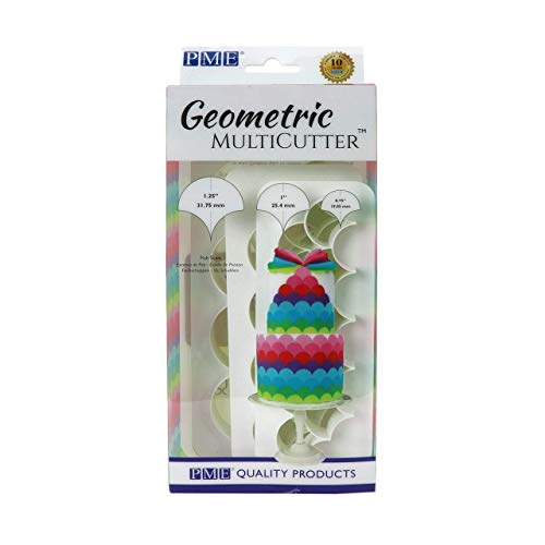 PME Geometric Multicutters for Cake Design-Fish Scale-small, Medium & Large Size, Set of 3, White - size: Set of 3, style: Fish Scale
