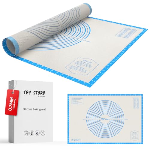 26 * 16 inches blue, Non-Slip Silicone Baking Sheets - Baking Mat with 0.7mm Thickness - Non-Stick Pastry & Cookie Mat for Kitchen Counter for Rolling Out Dough with Measurements. - color: Blue, size: 26"L x 16"W