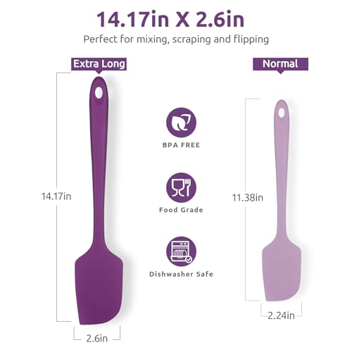 U-Taste 14in Extra Large Silicone Spatula, 600°F Heat Resistant, Purple - color: Purple, size: 14 in (extra large spatula)