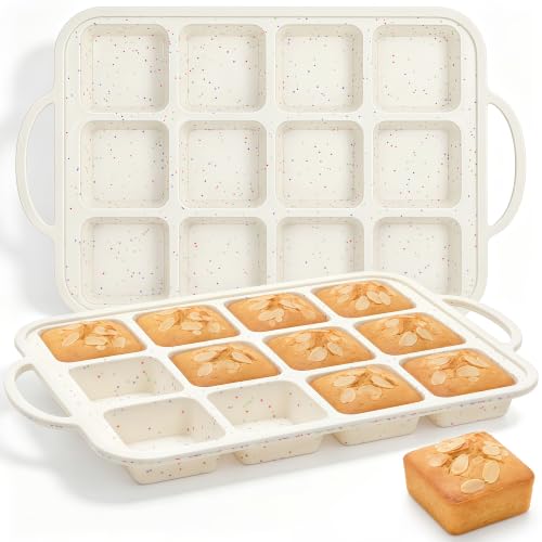 Mini Individual Square Brownie Pan with Dividers, Cream - color: Square, size: 2.5 inch