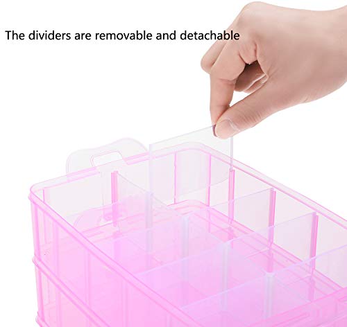 Sooyee Bead Organizer, 3-Tier Craft Storage Container, Pink - color: Pink, size: 3 Tier