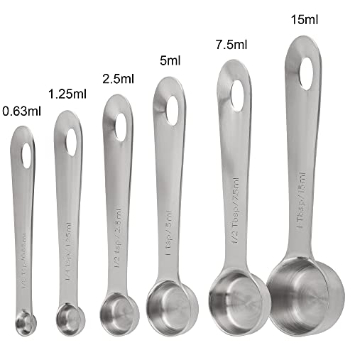 Measuring Spoons Set 6 with Flat Bottom for Dry & Liquid - color: Siliver, size: C: 6spoons