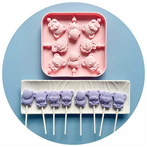 Animals Lollipop Mold Set,Silicone Bear Candy Sucker Mold (Animal C) - color: Animal C