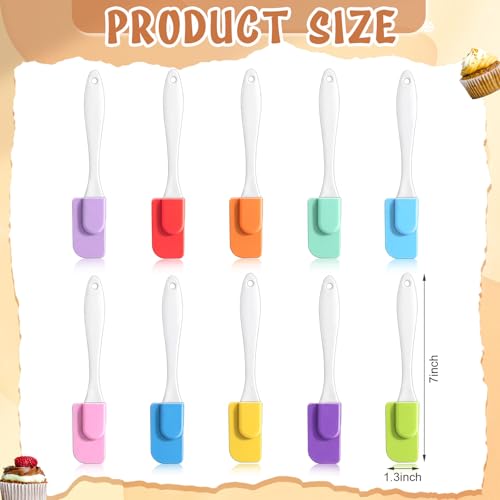 50 Pcs Mini Silicone Spatulas Bulk, 7 Inch Small Rubber Spatulas, 10 Colors