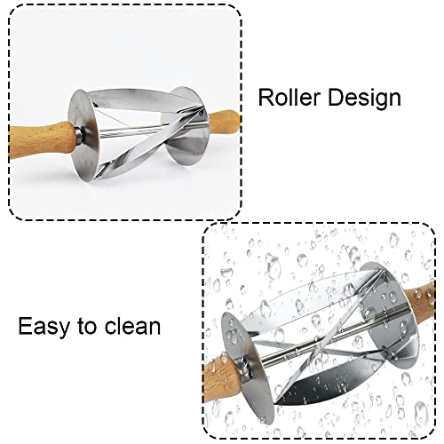 Dough Wheel Cutter Stainless Steel Croissant Bread Cutter Wooden Handle Dough Scraper for Making Croissant Rolling