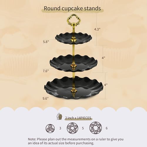 Pack of 11 NWK Cake Stand Set of Cupcake Stand, Tray & Table Cloth (Black) - color: Black