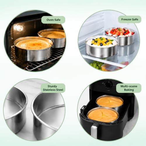 6 Inch Cake Pan, 2 Pack Stainless Steel Round Cake Baking Pans