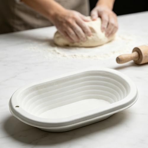 Wood Pulp Oval 1kg Banneton Bread Proofing Basket 2 Pack - style: Oval