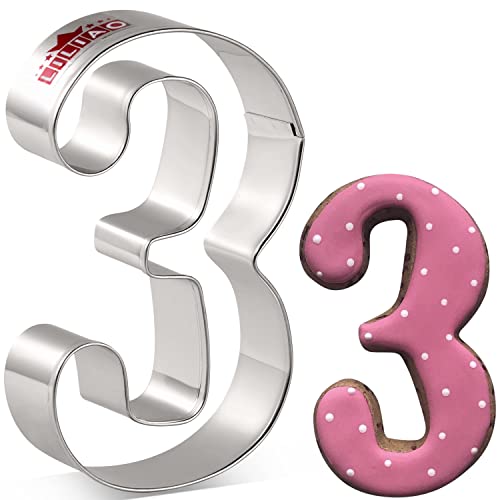 LILIAO Number 3 Cookie Cutter, 2.4 x 4 inches