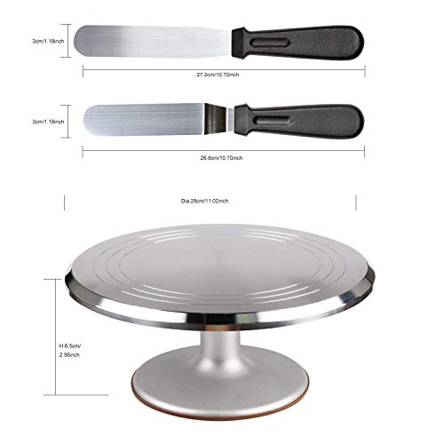 Aluminium Alloy Revolving Cake Turntable, 40 Pieces Cake Decorating Supplies Kit with Angled Icing Spatula, Cake Leveler, Smoother, 12 Inch