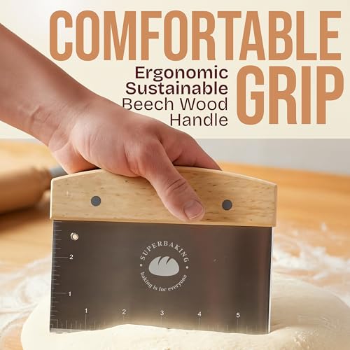 Superbaking Multipurpose Bench Scraper, 6" Grill & Dough Scraper with Ruler