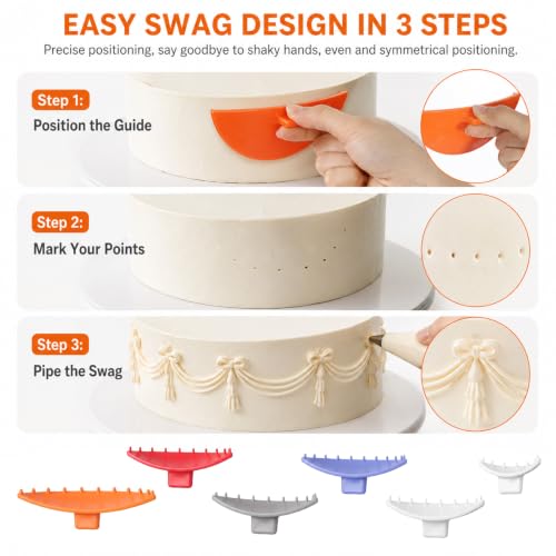 6 Pcs Cake Arch Guide Tool, Cake Drape Spacer Tool for Spaced Piping Baking